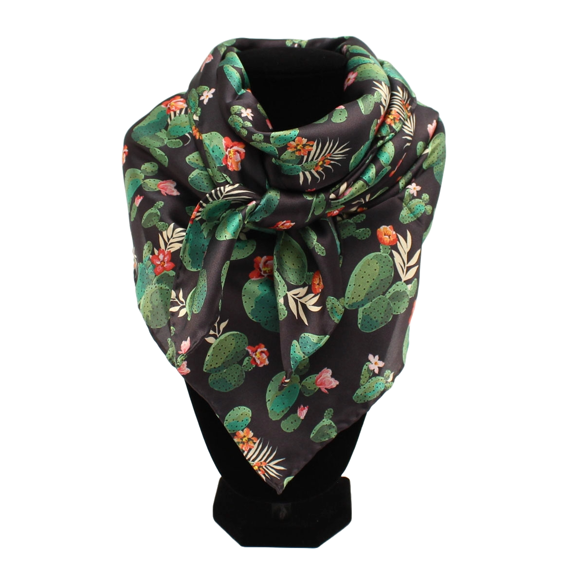 M&F Ladies Cactus Black Silk Wild Rag Scarf 0908201