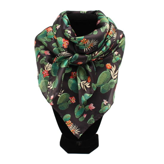 M&F Ladies Cactus Black Silk Wild Rag Scarf 0908201