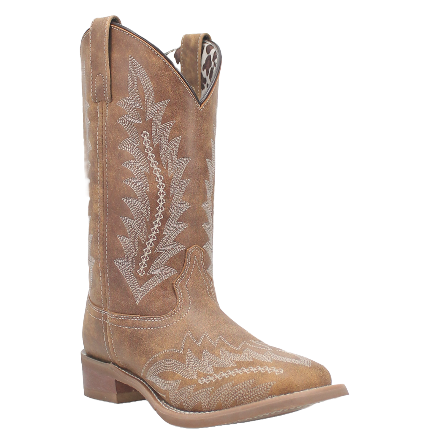 Laredo Ladies Cheyenne Off White & Tan Leather Boots 5717