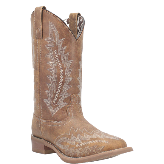 Laredo Ladies Cheyenne Off White & Tan Leather Boots 5717