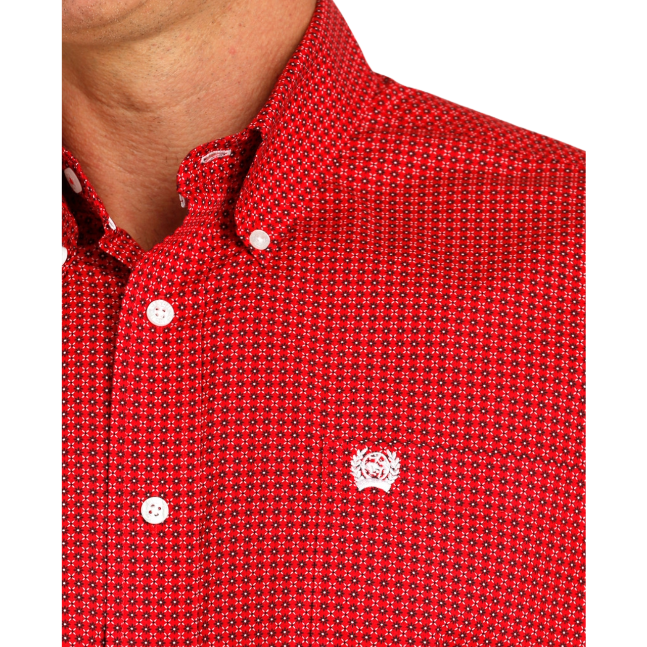 Cinch Men's Red Print Button Down Shirt MTW1105769