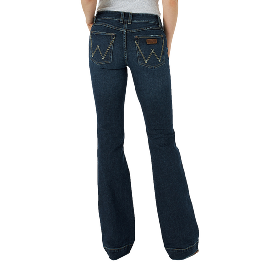 Wrangler Ladies Retro® Mid Rise Mae Trouser Dark Wash Jeans 09MWWNS