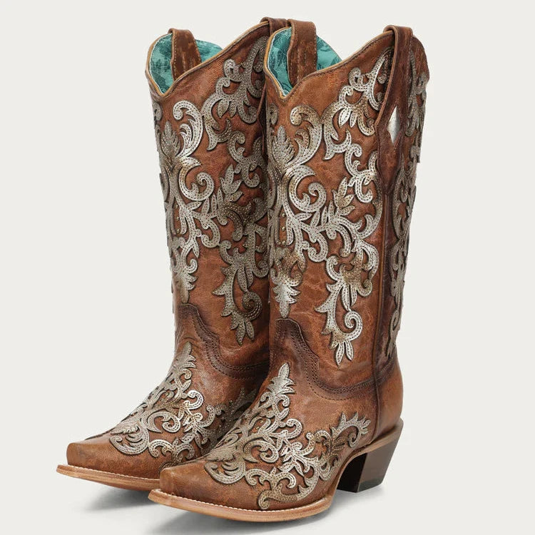 Corral Ladies Shedron Overlay Embroidery & Studs Boots Z5514
