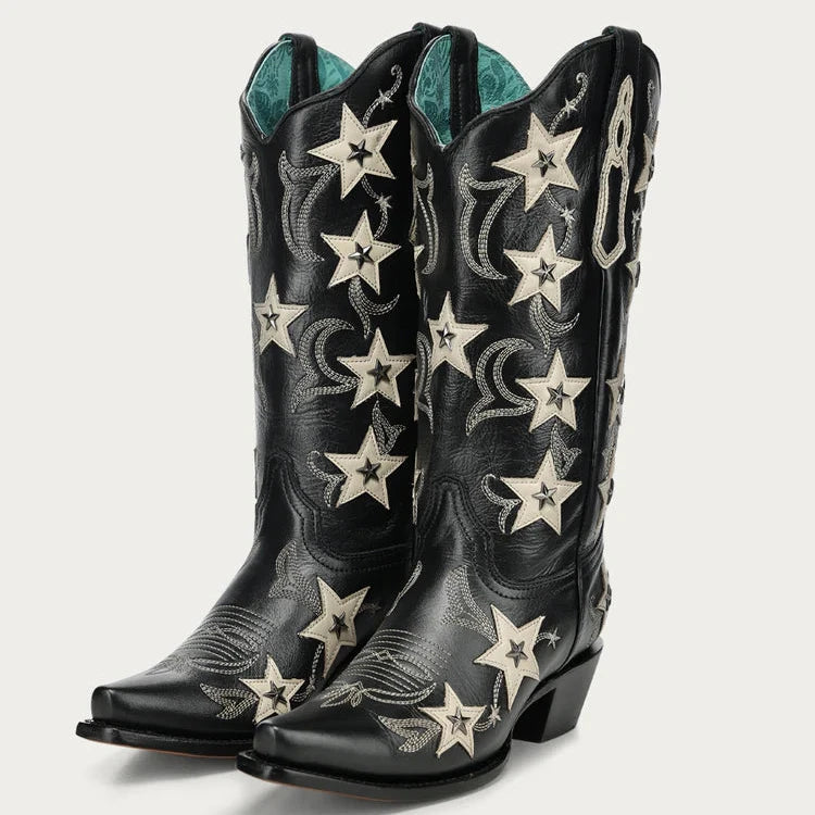 Corral Ladies Star Embroidered Graphic Black Western Boot Z5532
