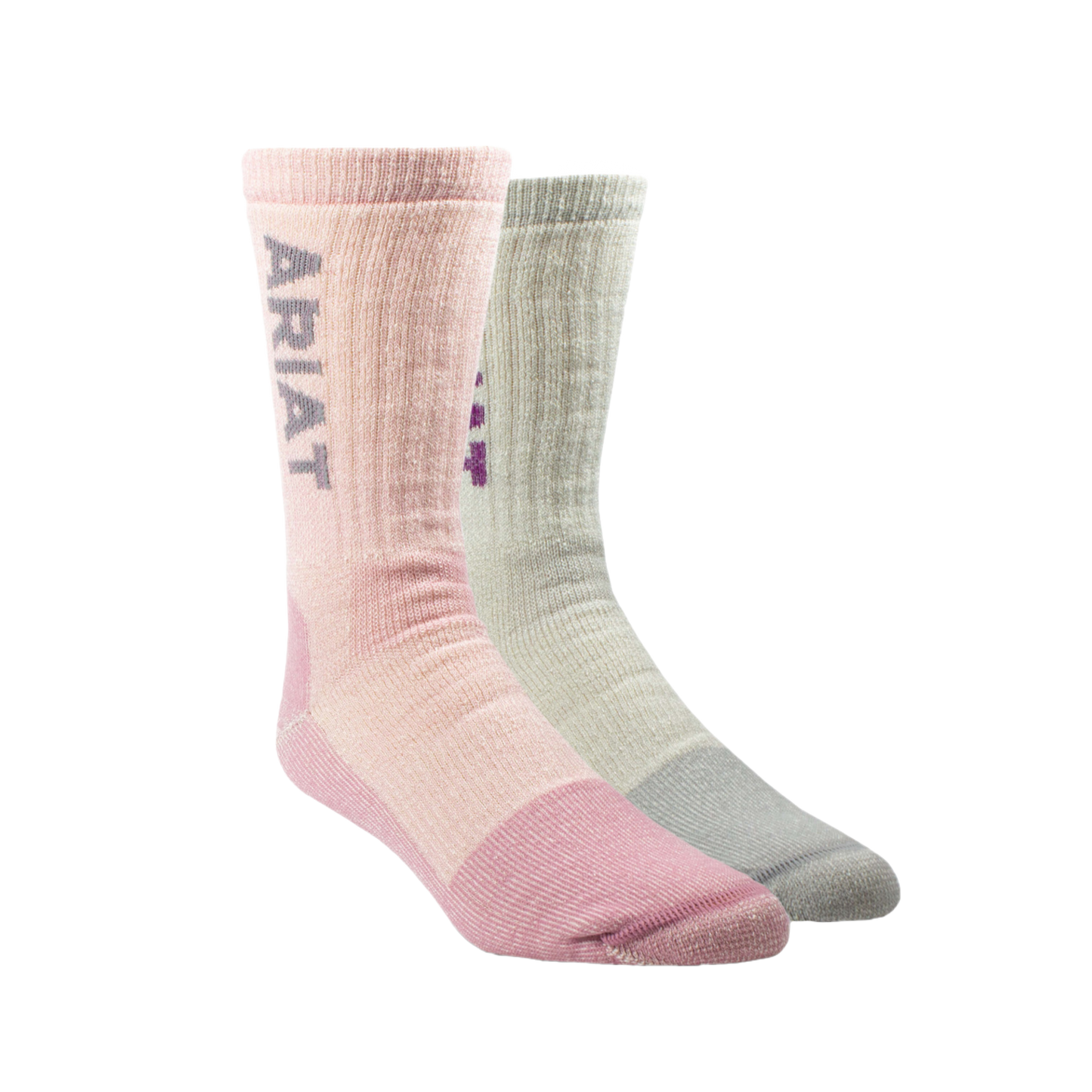 Ariat Ladies Midweight Merino Wool Blend Pink & Oatmeal Socks AR2908-981