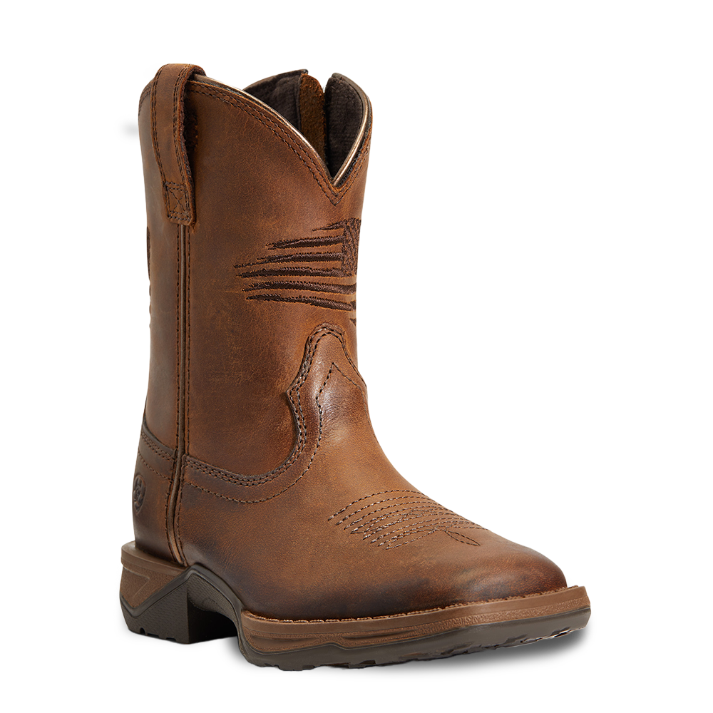Ariat Children's Anthem Patriot Easy Fit Brown Square Toe Boots 10040367