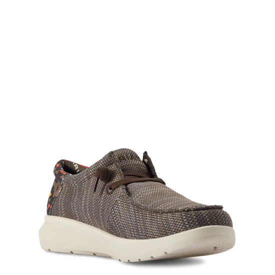 Ariat Men's Hilo Stretch Lace Brown & Red Aztec Print Slip On Shoes 10042507