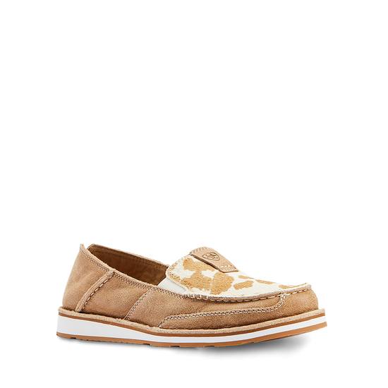Load image into Gallery viewer, Ariat® Ladies Cruiser Adobe Tan &amp;amp; White Hair On Slip On Shoes 10044532
