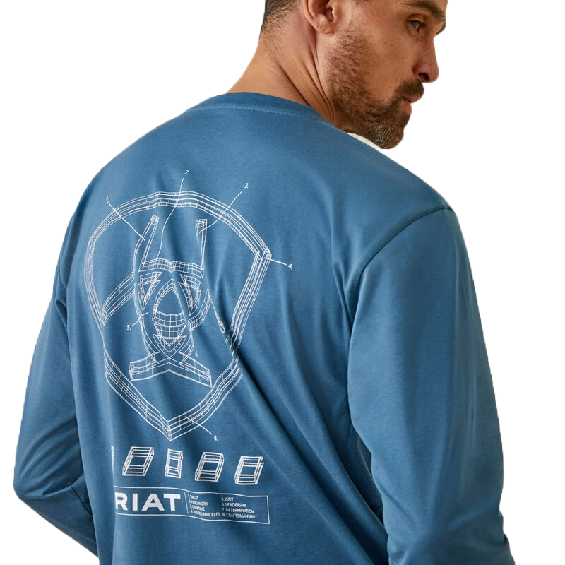 Ariat Men's Rebar Workman Blueprint Long Sleeve T-Shirt 10046350
