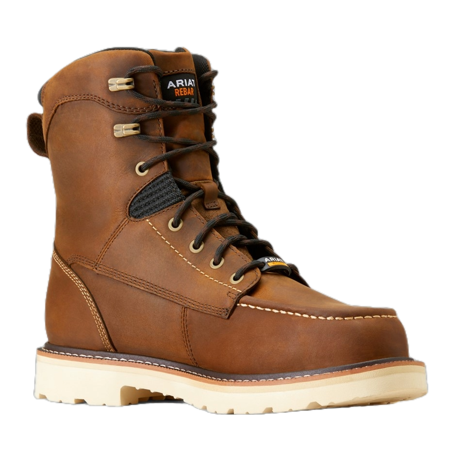 Ariat Men's Rebar Lift 8" Waterproof Brown Safety Toe Boots 10047028