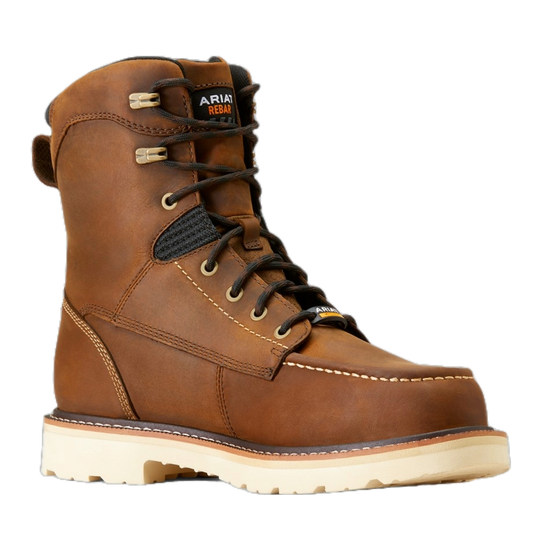 Ariat Men's Rebar Lift 8" Waterproof Brown Safety Toe Boots 10047028
