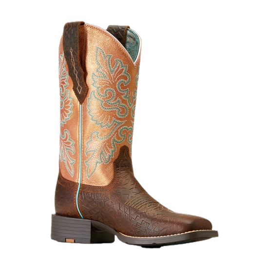 Ariat Ladies Round Up Toasted Blanket Emboss Square Toe Western Boots 10047039