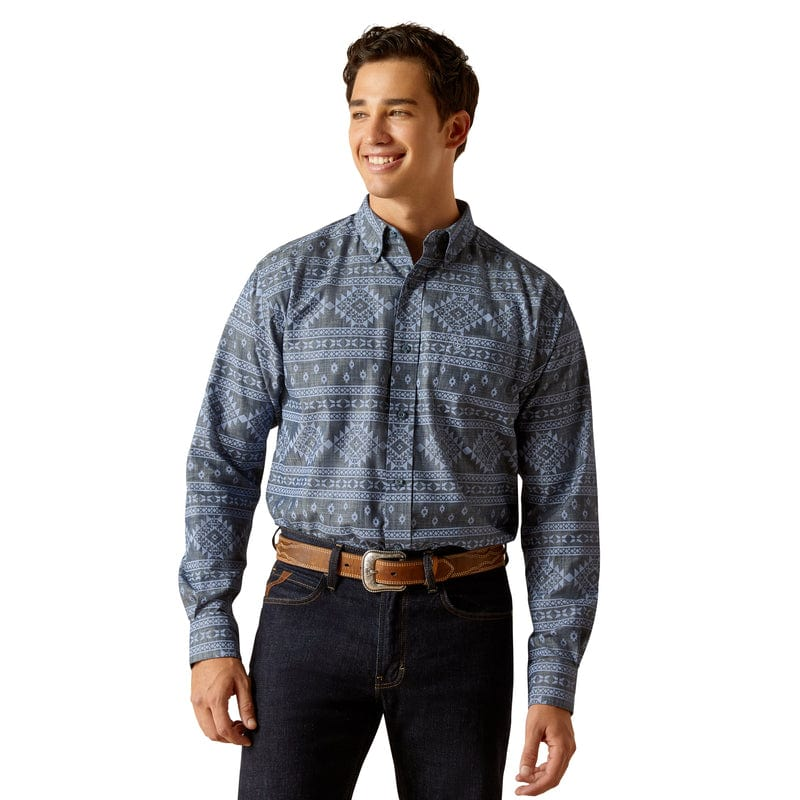 Ariat Men's Eddie Classic Fit Navy Button Down Western Shirt 10051264