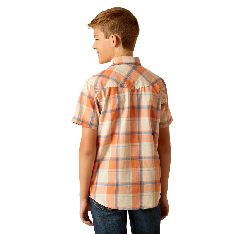 Ariat Boy's Handro Retro Fit Orange Snap Button Down Shirt 10051403