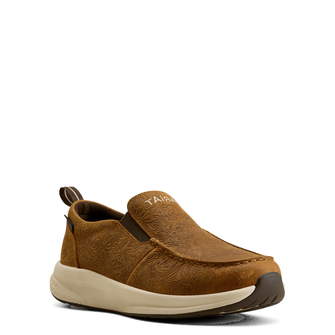 Ariat Ladies Buckeye Tooled Brown Slip On Waterproof Shoe 10080298