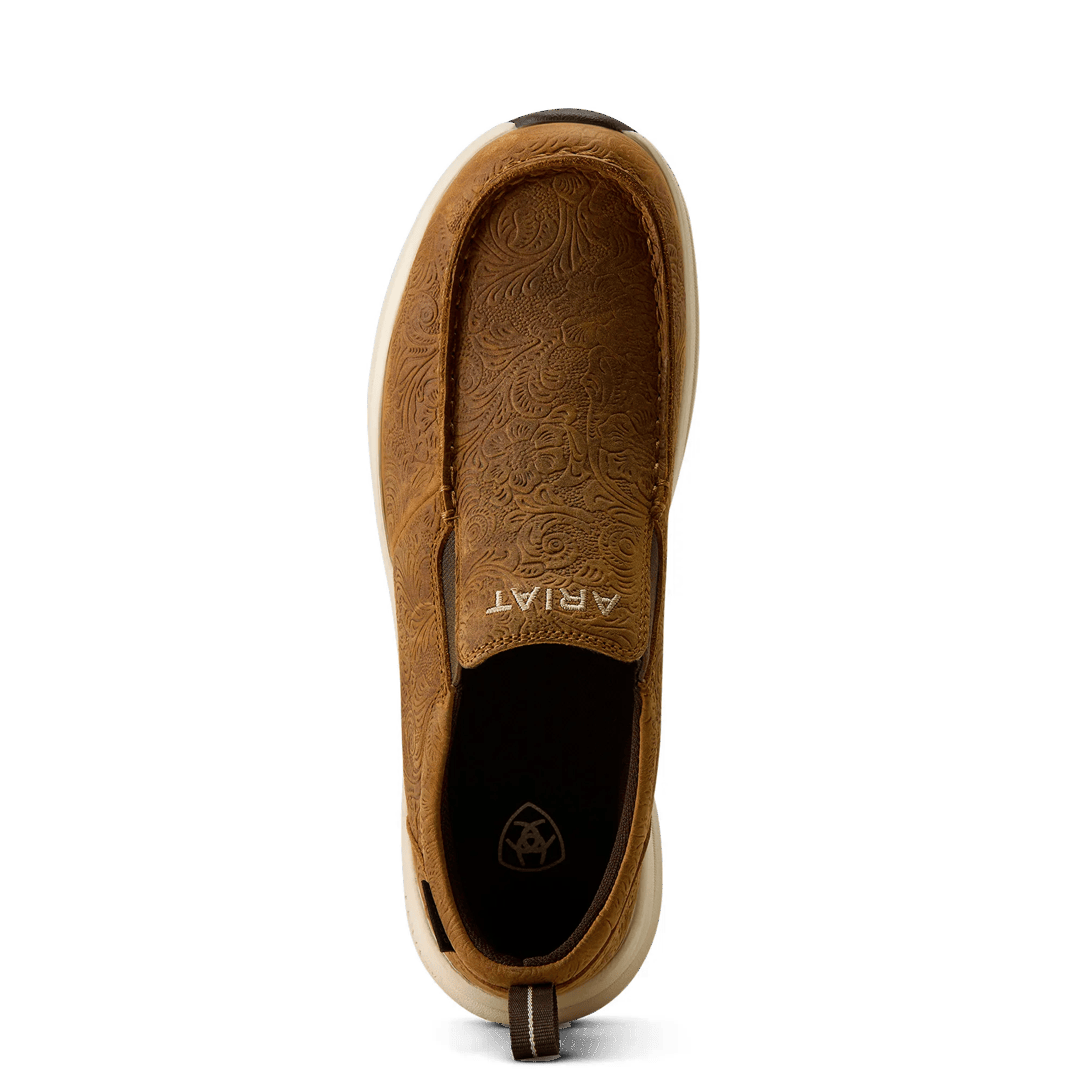 Ariat Ladies Buckeye Tooled Brown Slip On Waterproof Shoe 10080298