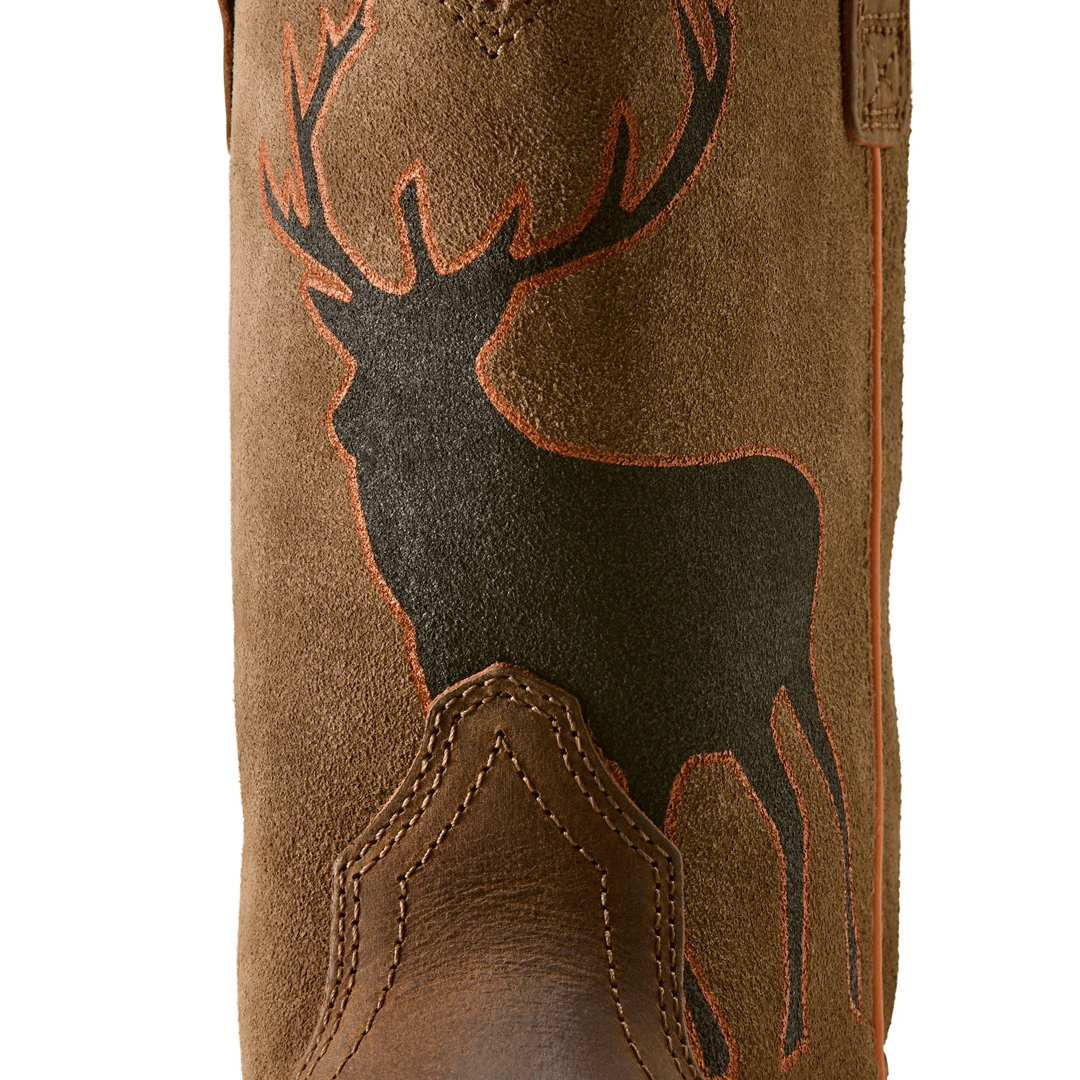 Ariat Youth Trail Cam Distressed Brown Wide Square Toe Western Boot 10080342