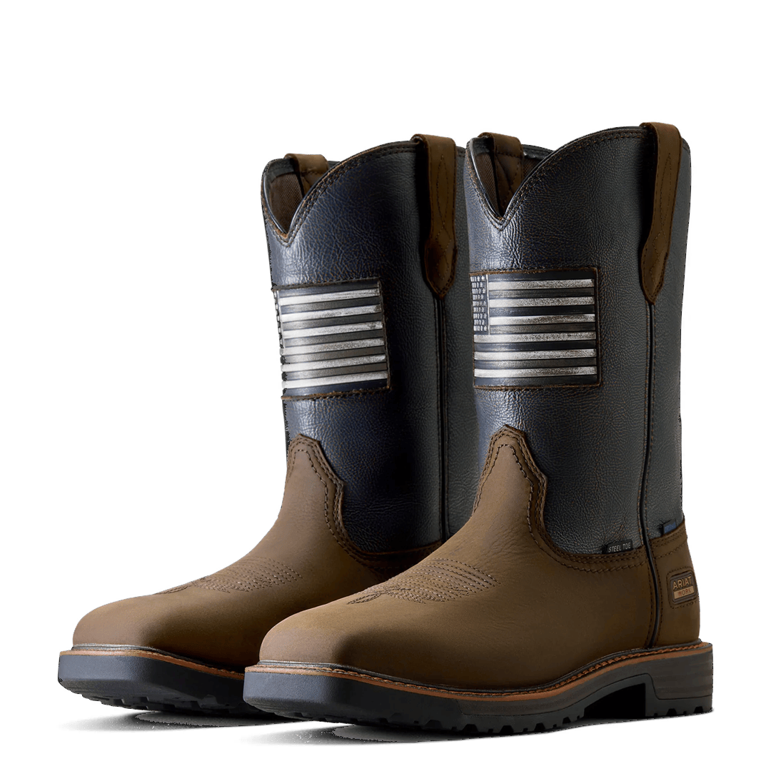 Ariat Men's Activator Patriot Rich Brown Waterproof Steel Toe Work Boot 10080349