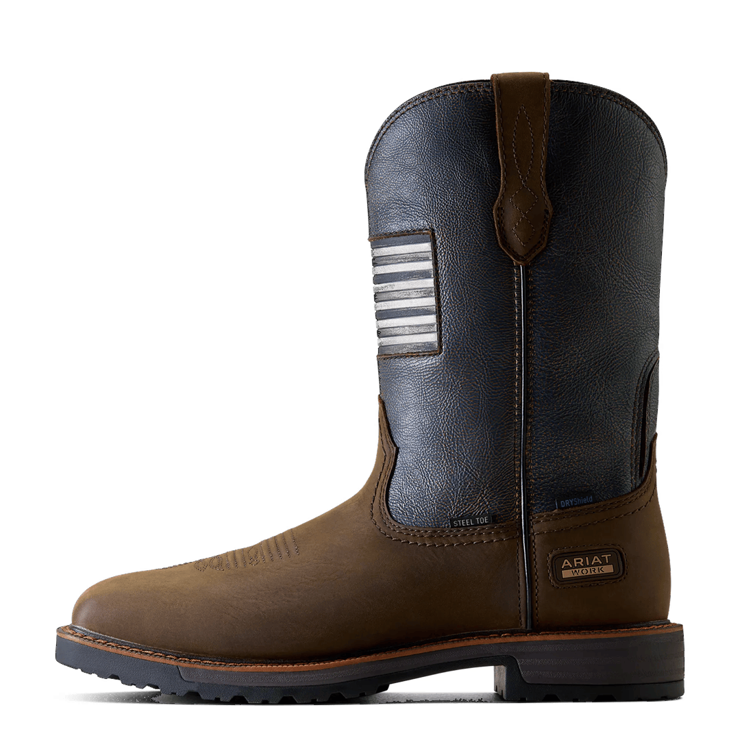 Ariat Men's Activator Patriot Rich Brown Waterproof Steel Toe Work Boot 10080349