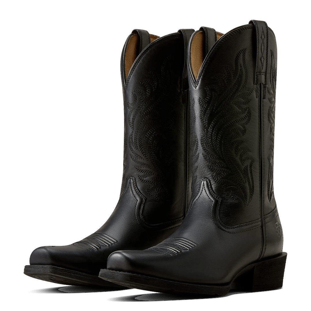 Ariat Ladies Round Up Supple Black Narrow Cutter Toe Western Boot 10080407