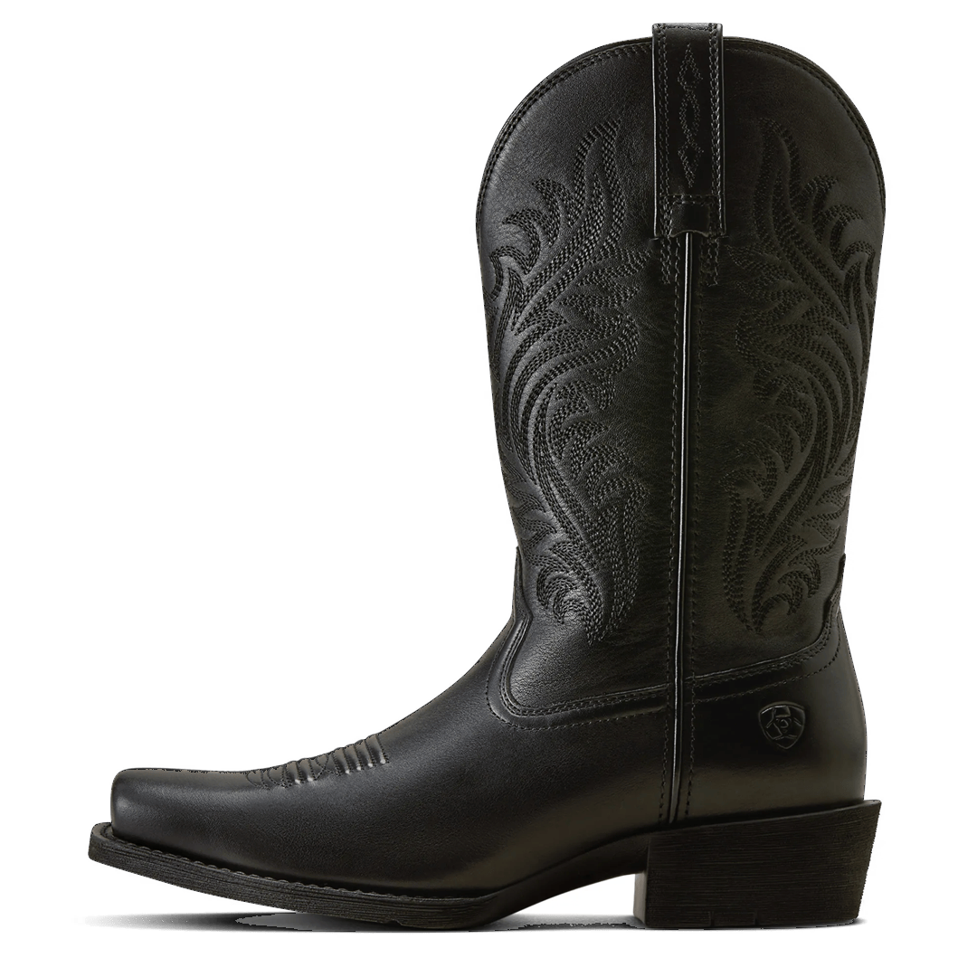 Ariat Ladies Round Up Supple Black Narrow Cutter Toe Western Boot 10080407