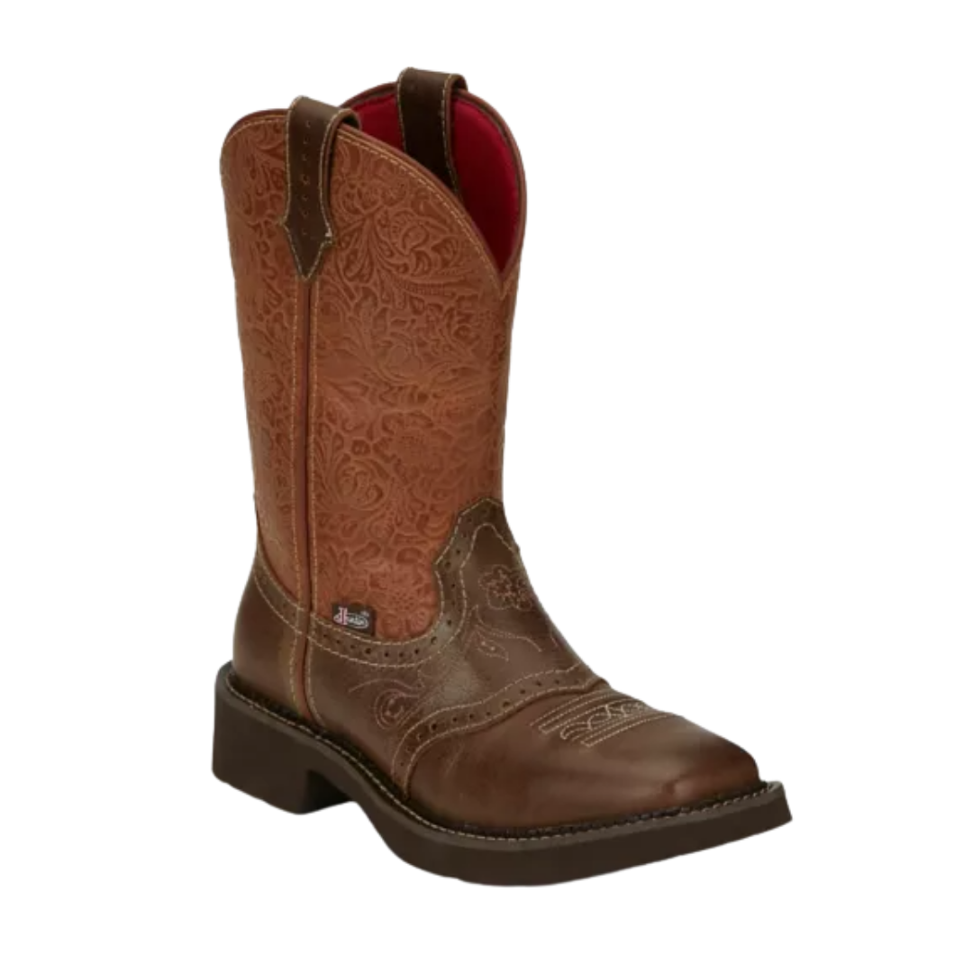 Justin Ladies Starlina Embossed Rustic Orange Western Boot GY9530
