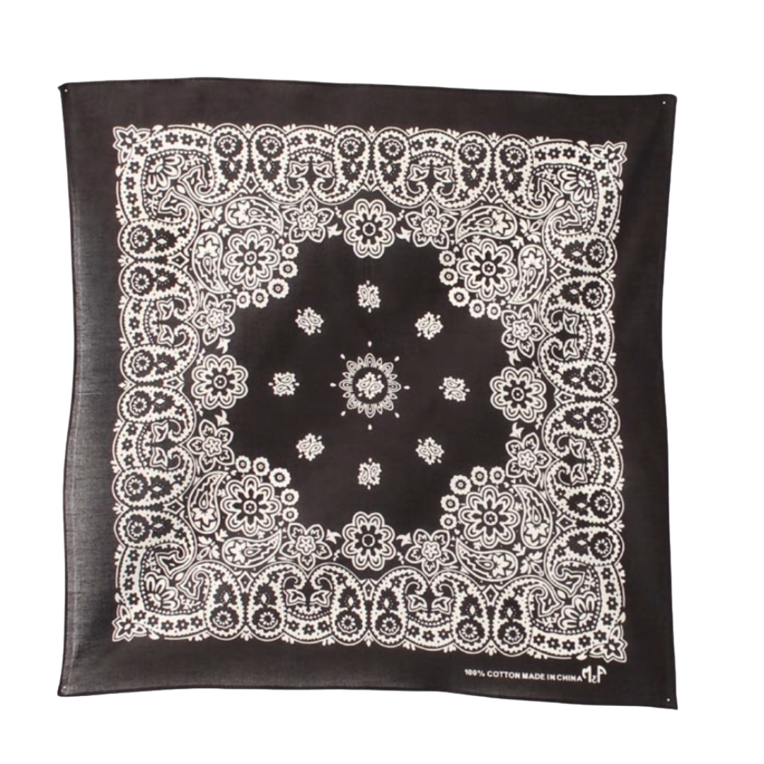 M&F Western Products Black & White Paisley Print Bandana 1001001
