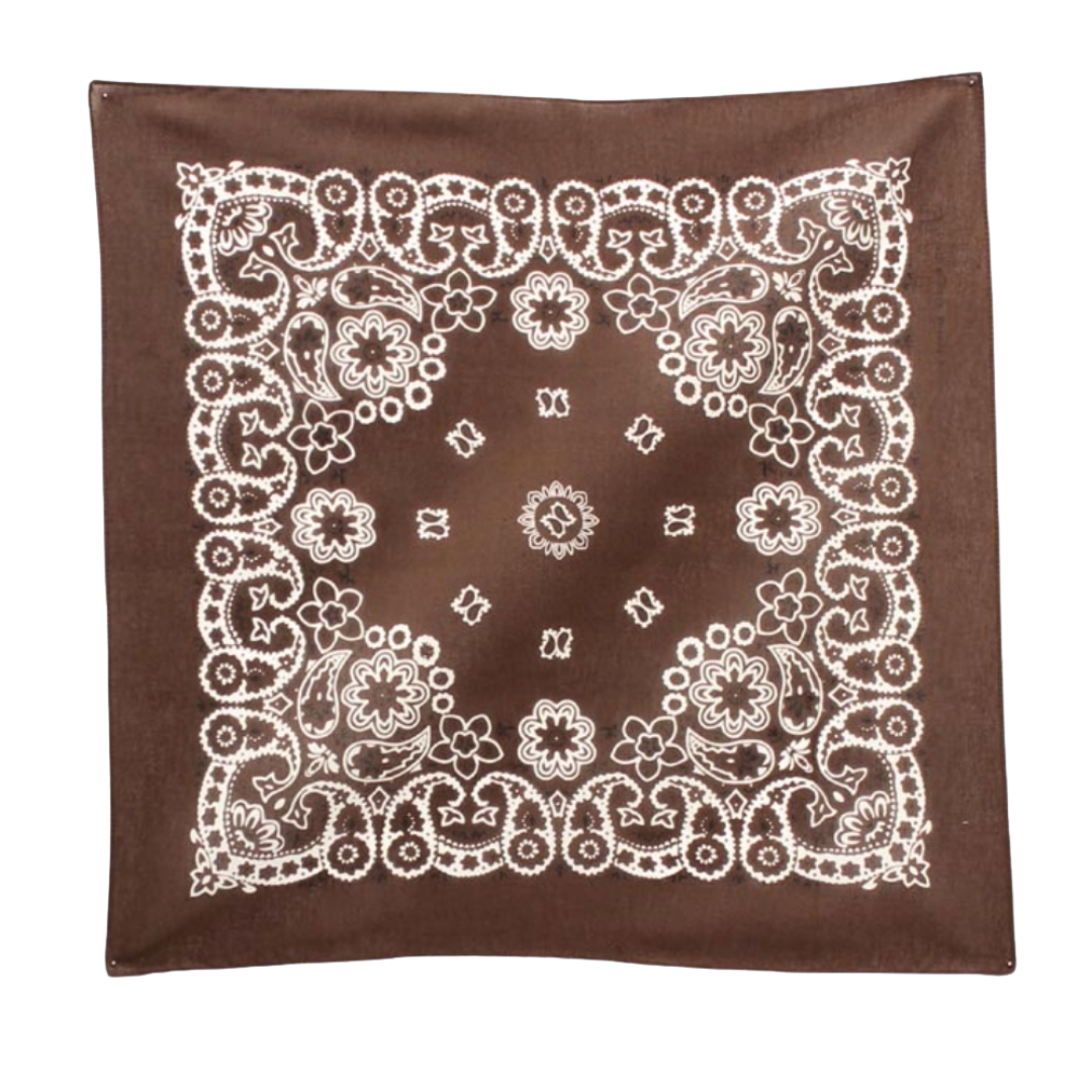 M&F Western Products Brown & White Paisley Print Bandana 1001002