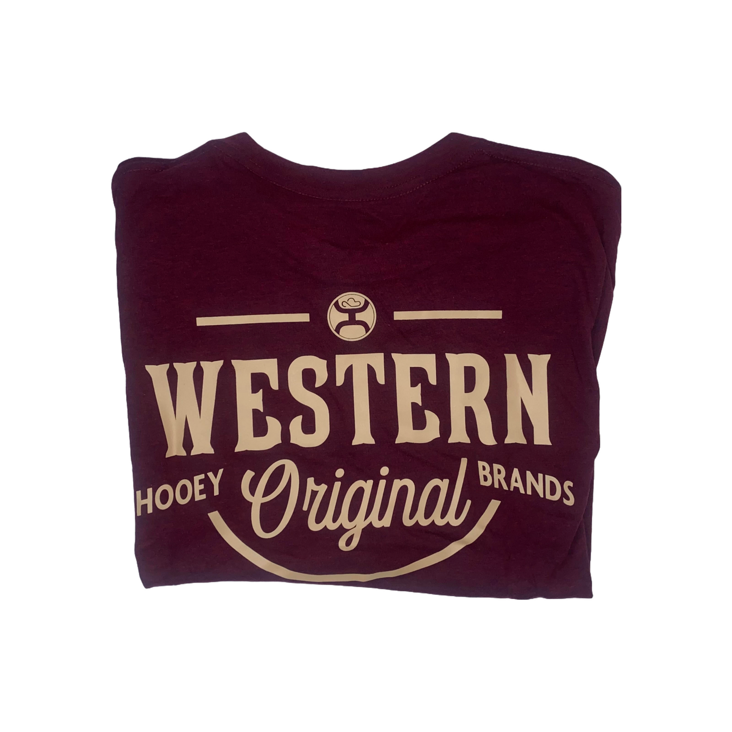 Hooey Men's "WESTERN OG" Graphic Logo Heather Cranberry T-Shirt HT1711MA