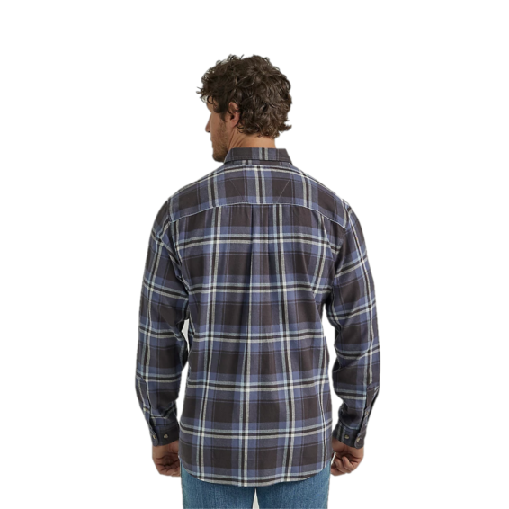 Wrangler Men's Rugged Wear Navy Indigo Plaid Flannel Shirt 112330380