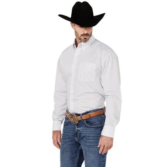 Wrangler Men's Classic Mini Print White Button Down Shirt 112337432
