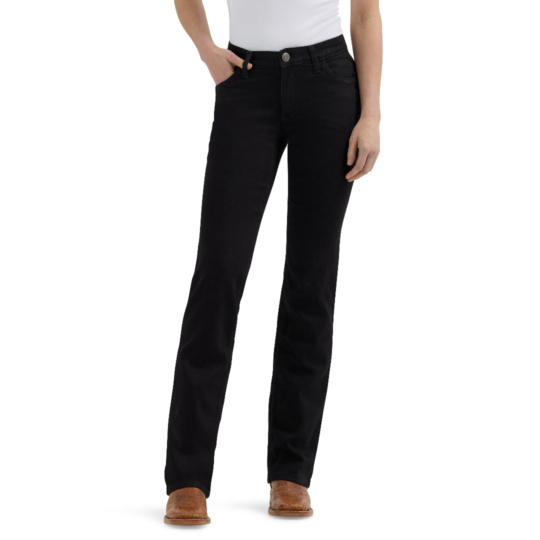Wrangler Ladies Ultimate Mid-Rise Black Riding Bootcut Jeans 112337772