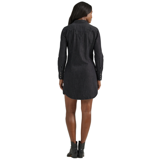 wrangler black dress Wrangler Retro Ladies Punchy Black Snap Button Denim Dress 112356662