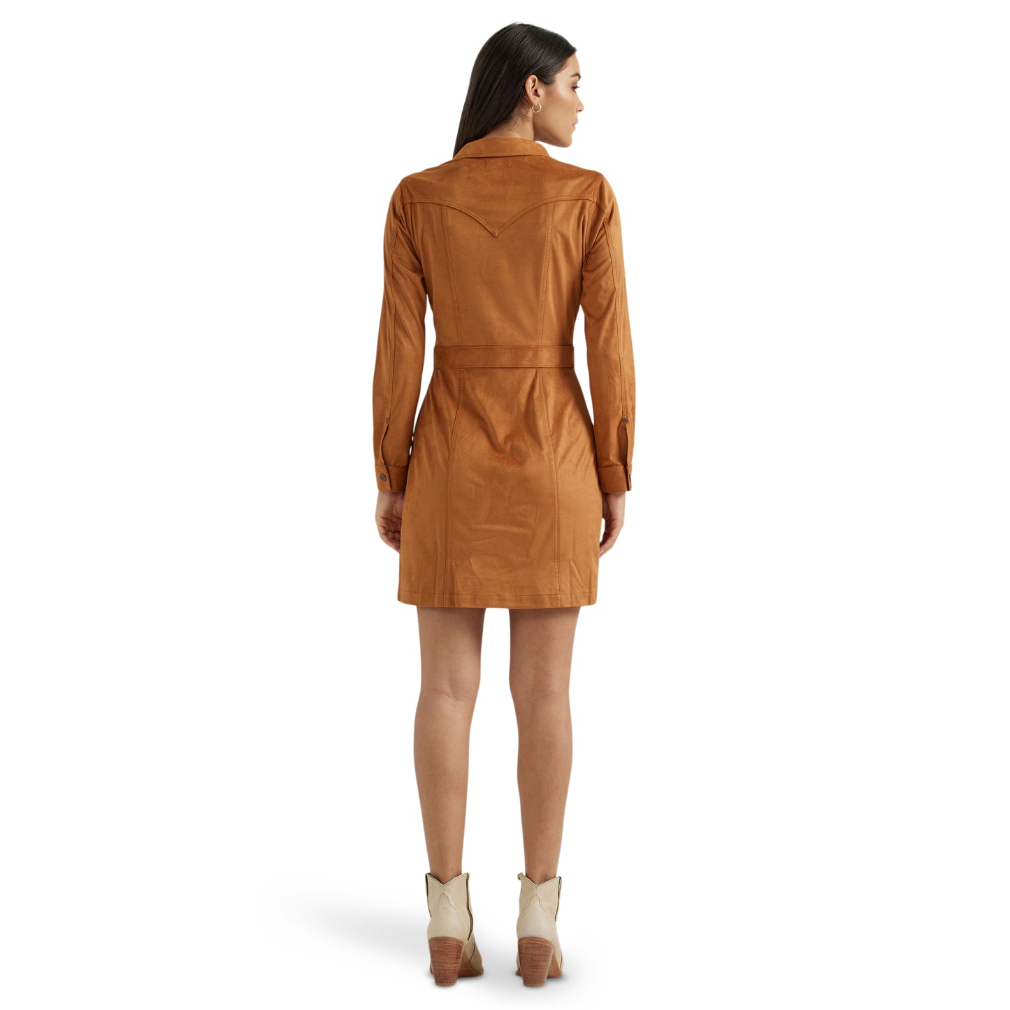 Wrangler Ladies Western Vintage Suede Brown Snap Shirt Dress 112356668 Wrangler Ladies Western Vintage Suede Brown Snap Shirt Dress 112356668