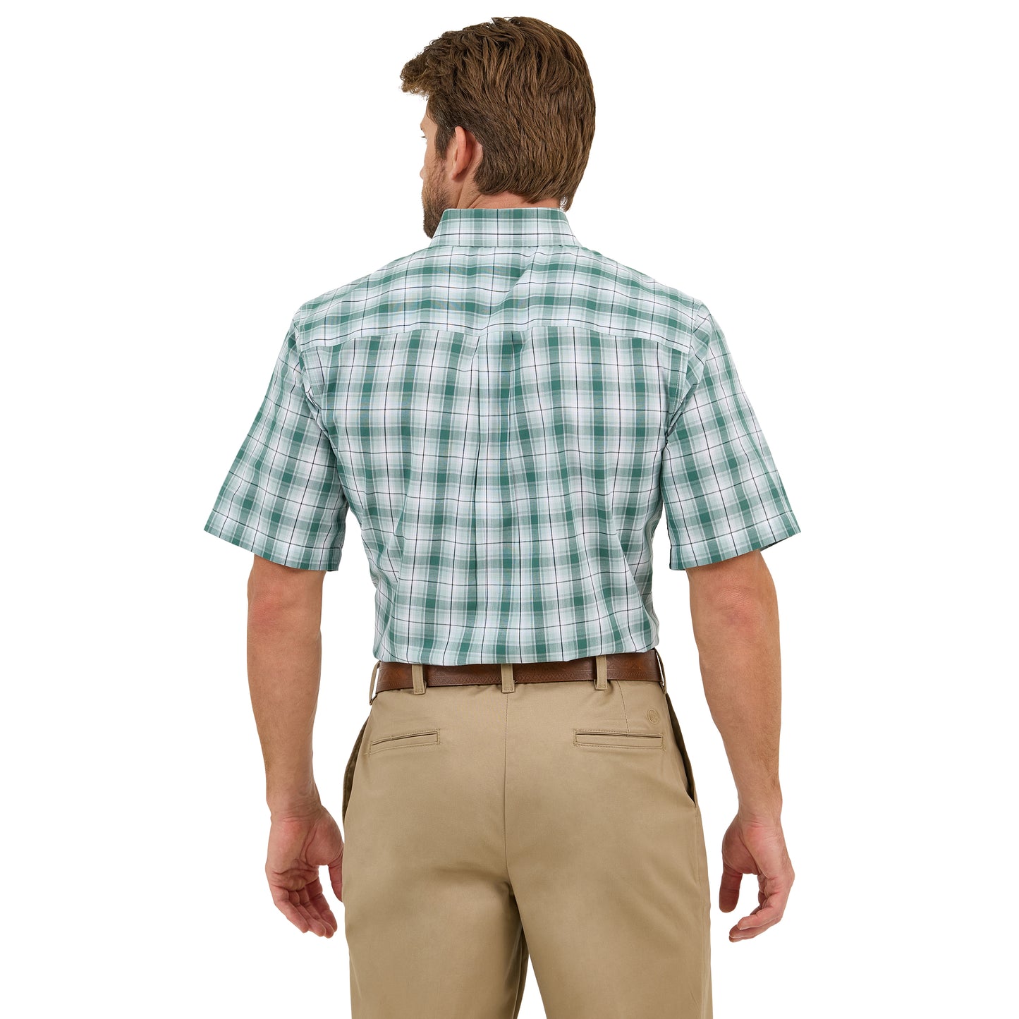 Wrangler Men's Riata® Green Plaid Short Sleeve Button Down Shirt 112359498-GR
