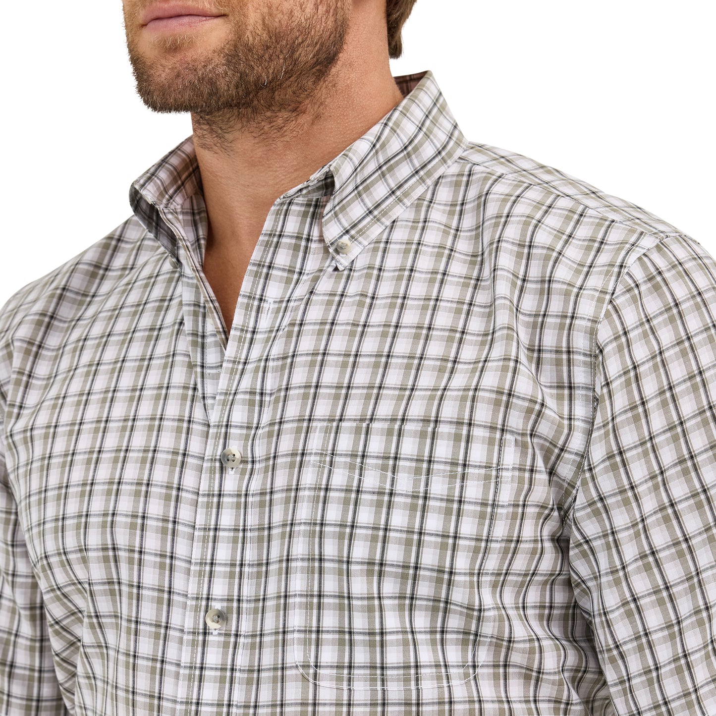 Wrangler Men's Riata® White Plaid Short Sleeve Button Down Shirt