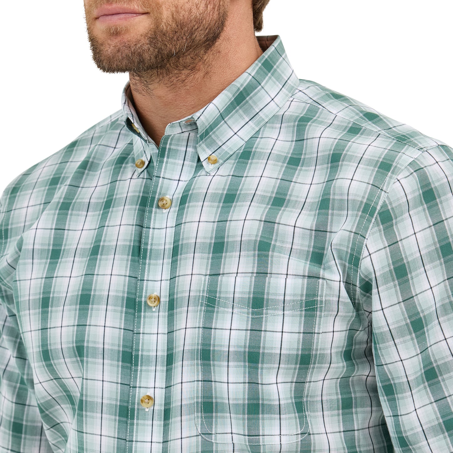 Wrangler Men's Riata® Green Plaid Short Sleeve Button Down Shirt 112359498-GR