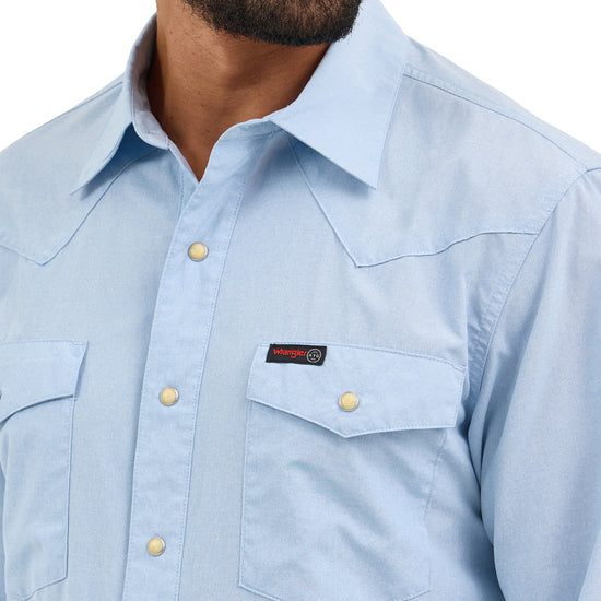 Wrangler Men's ATG Drover Utility Cerulean Blue Snap Shirt 112360550