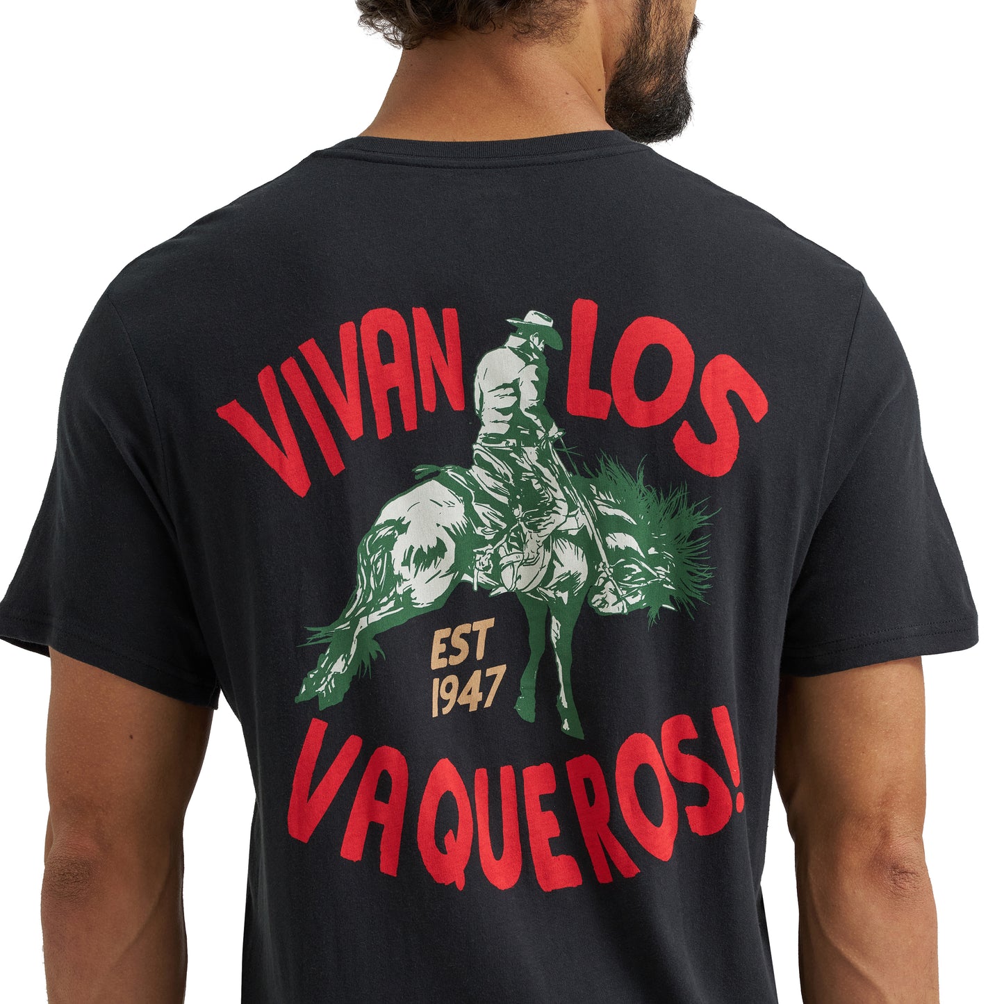 Wrangler Men's Vivan Los Vaqueros Jet Black Graphic T-Shirt 112365306