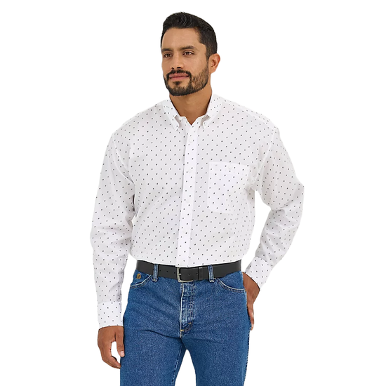 Wrangler Men's George Strait White Printed Shirt, XL