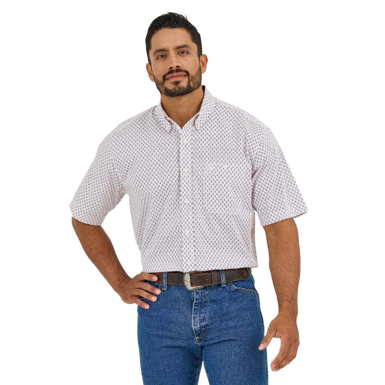 Wrangler Men's George Strait Printed White Button Down Shirt 112365409