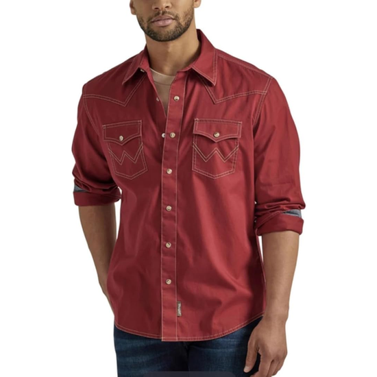 Wrangler Men's Retro Premium Red Modern Fit Snap Western Shirt 112365614