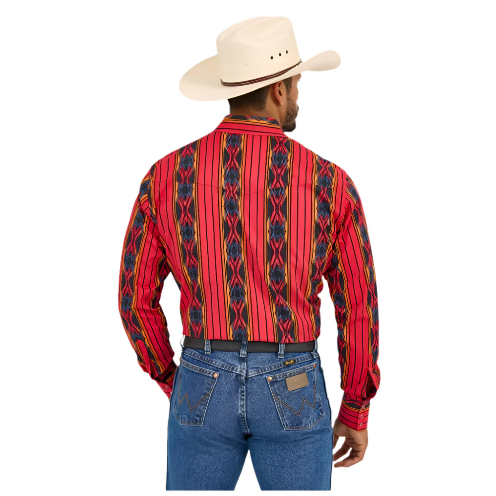 Wrangler Men's Checotah Red Southwest Print Classic Snap Shirt 112365885