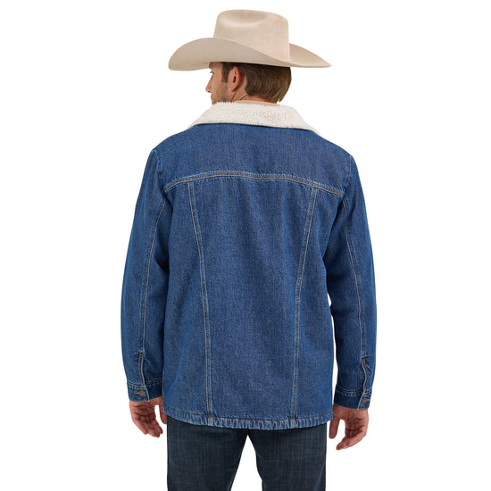 Wrangler Men's Sherpa Lined Medium Wash Denim Western Jacket 112367618