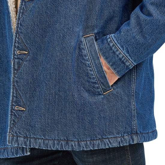 Wrangler Men's Sherpa Lined Medium Wash Denim Western Jacket 112367618