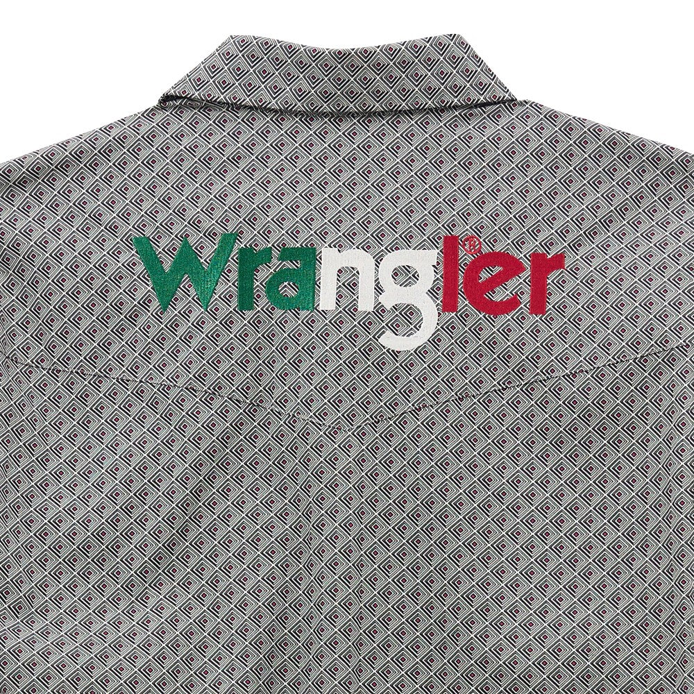 Wrangler Men's Western Mexico Logo Grey Snap Shirt 112367728