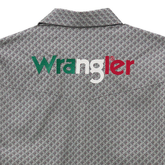 Wrangler Men's Western Mexico Logo Grey Snap Shirt 112367728