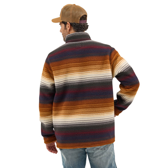 Wrangler Men's Sunset Striped Quarter Zip Sherpa Pullover 112368190