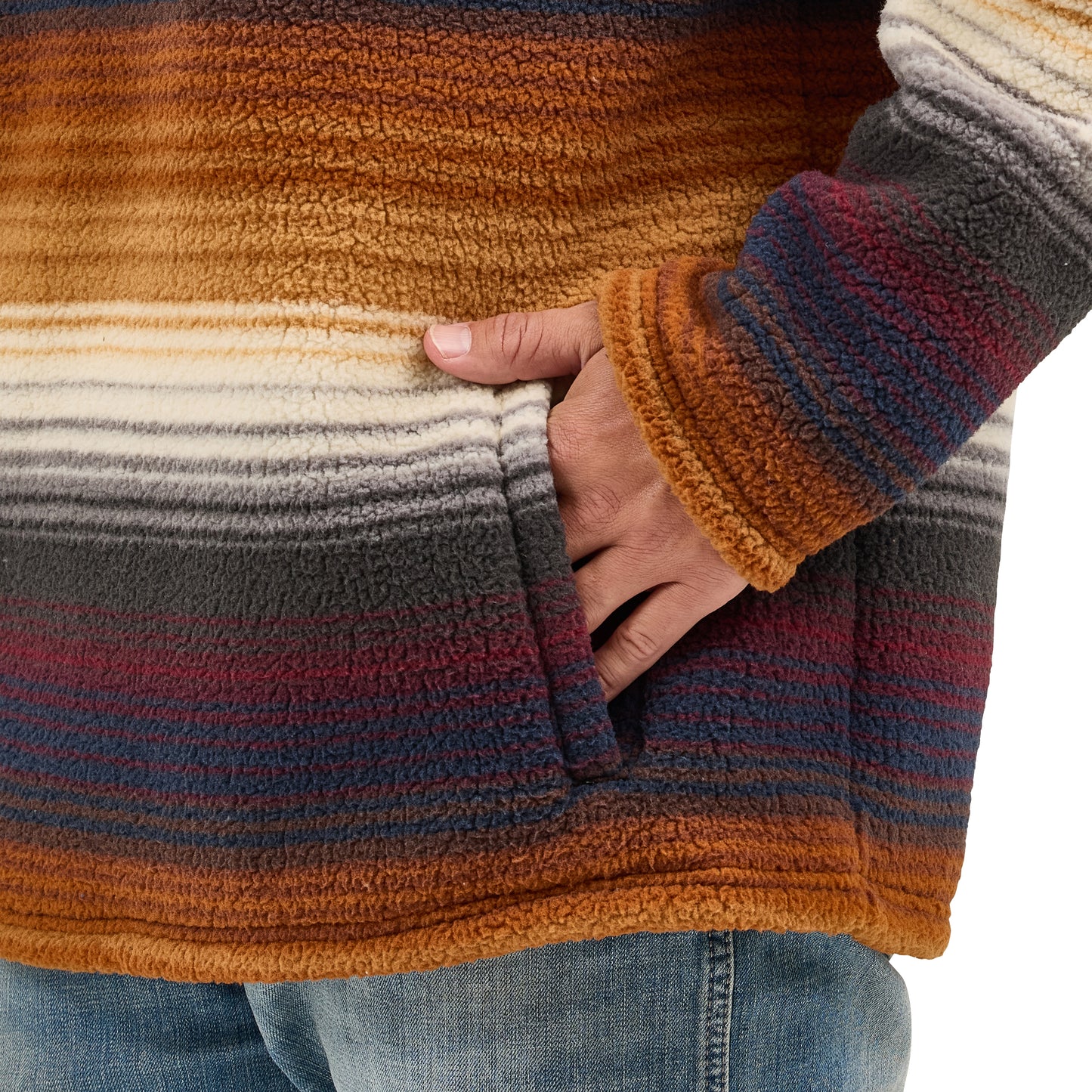 Wrangler Men's Sunset Striped Quarter Zip Sherpa Pullover 112368190