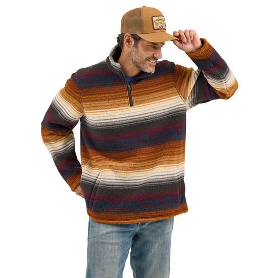 Wrangler Men's Sunset Striped Quarter Zip Sherpa Pullover 112368190
